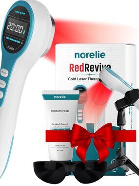 NIB Norelie RedRevive Cold Laser Therapy Wand with Stand & Conductive Gel